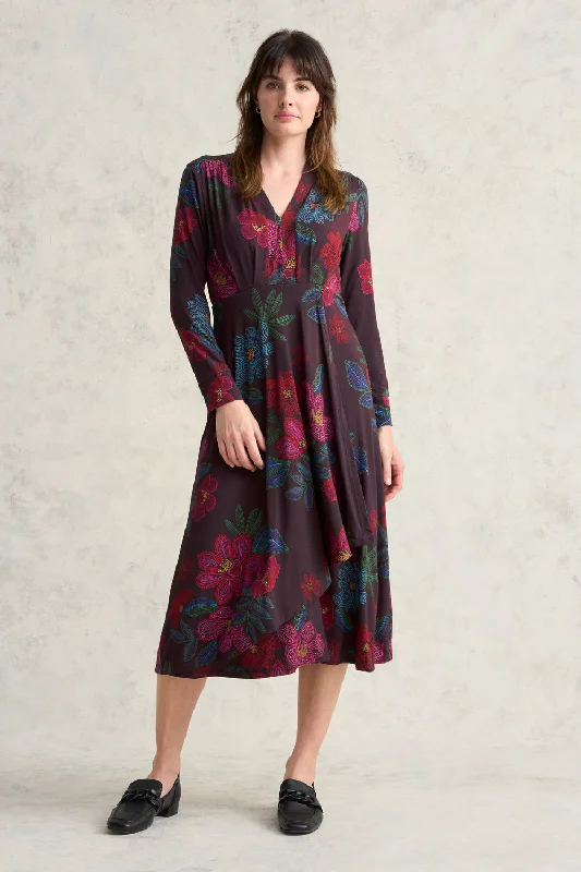 Printed Jersey Midi Dress