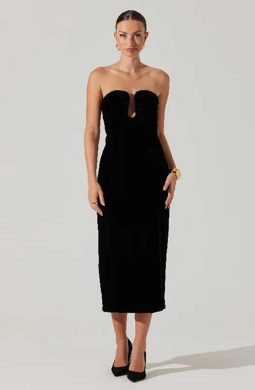 Arista Sweetheart Velvet Midi Dress