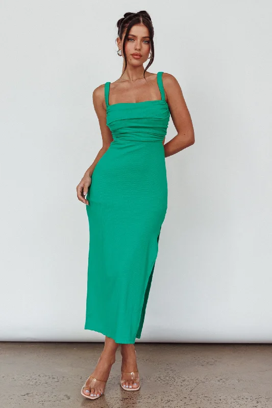 Cosmic Love Strappy Back Midi Dress Green