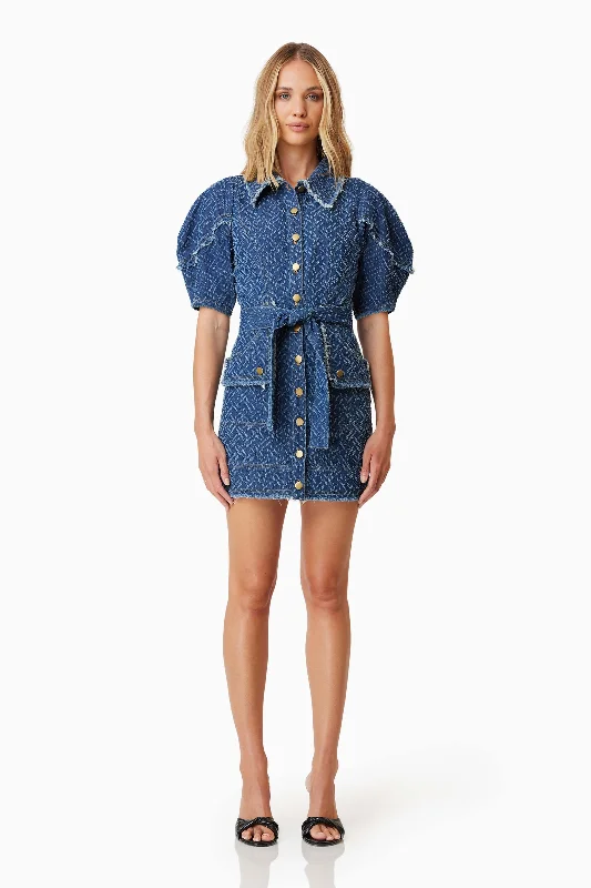 Elliatt Cora Denim Day Dress - Navy