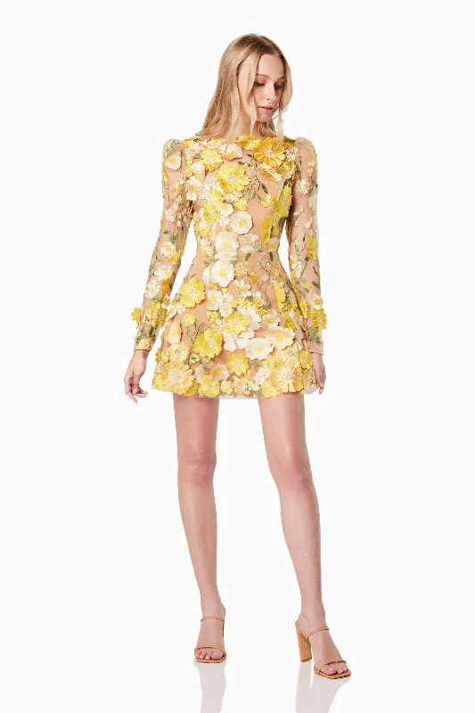 Elliatt Golden Voice Dress - Yellow Multi