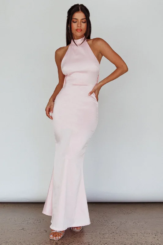 Fifth Avenue Bow Back Maxi Dress Baby Pink