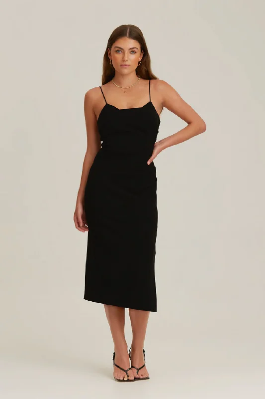 Finders Keepers Emily Midi Dress - Black