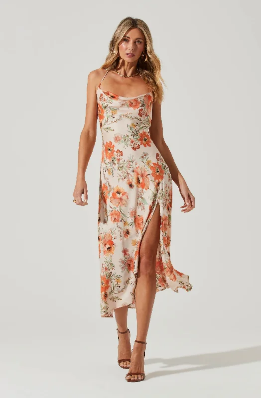 Cream Orange Floral