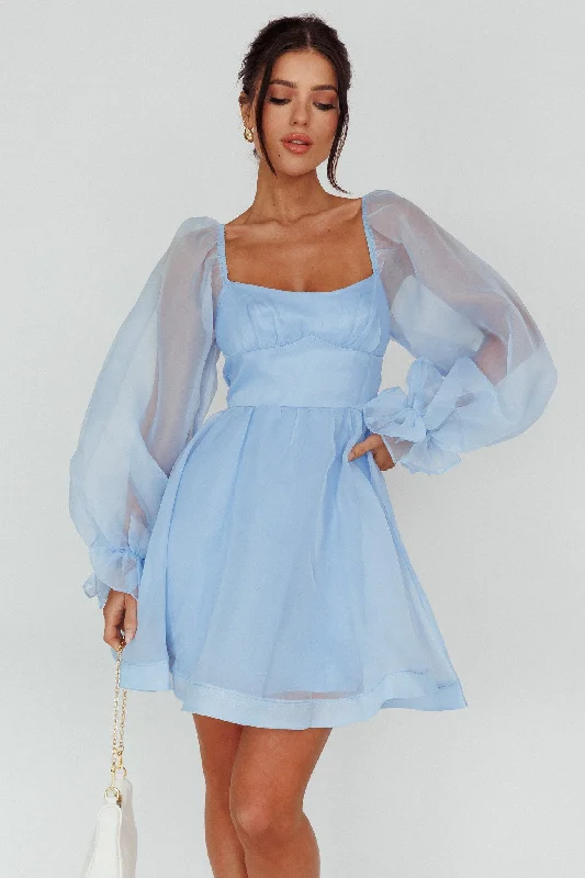 I've Got Sunshine Long Sleeve Mini Dress Light Blue