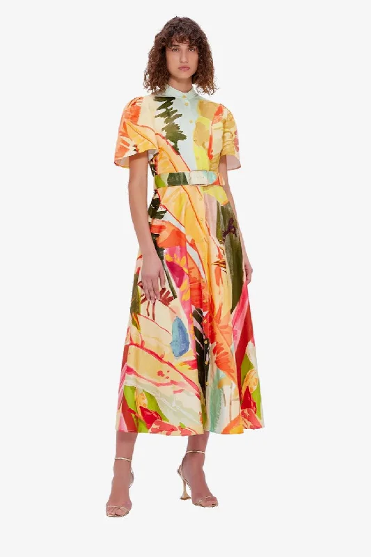 Leo Lin Bianca Short Sleeve Midi Dress - Rainforest Print