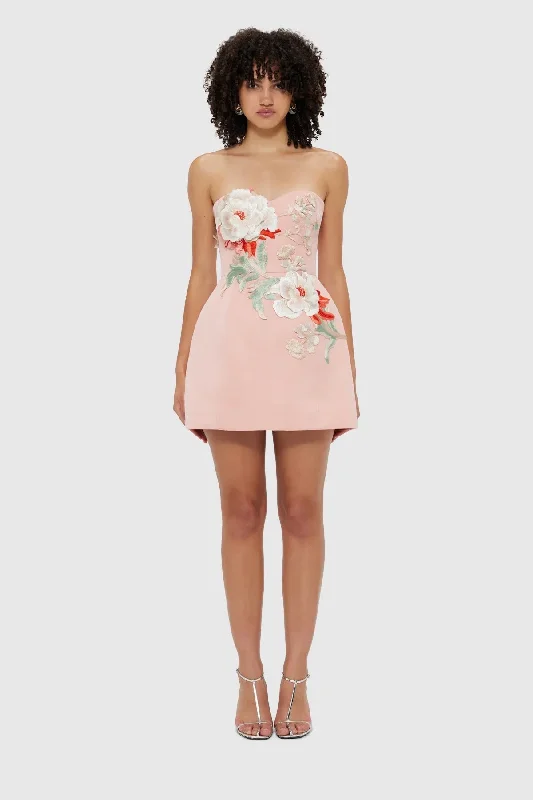 Leo Lin Rosario Appliqué Bustier Mini Dress - Peony Print