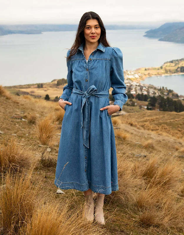 Lucinda Denim Shirt Dress Mid Blue Wash