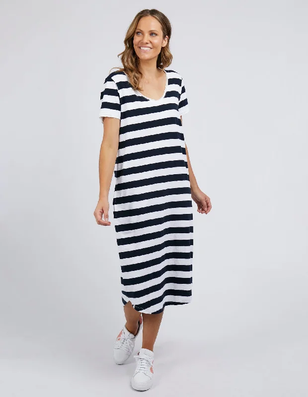 Maeve Dress Navy & White Stripe