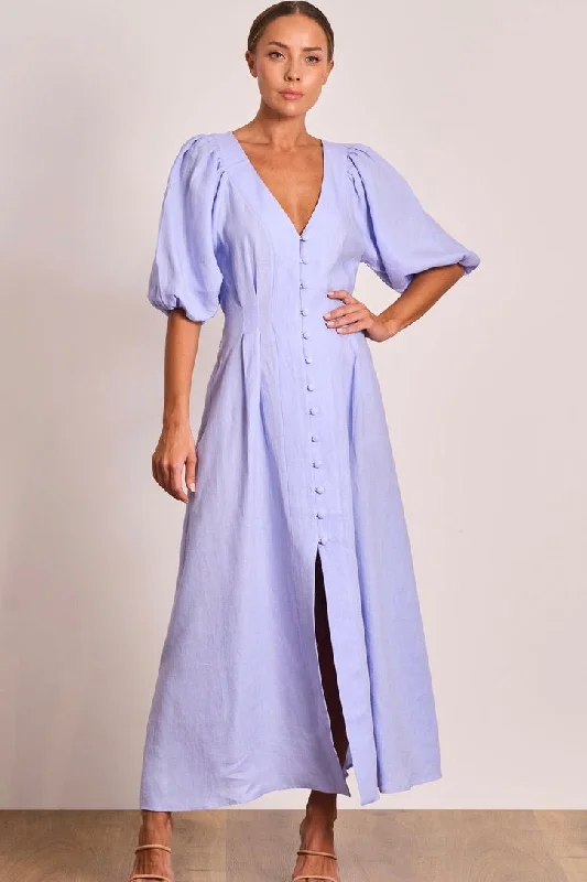 Pasduchas Meadows Button Midi Dress - Jacaranda