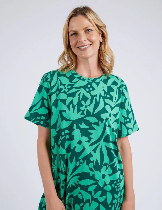 Stencil Floral Tee Dress Greenbriar Floral