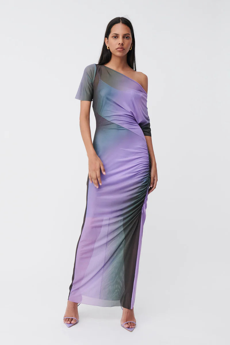 Suboo Olafur Draped Cowl Neck Longline Dress - Print