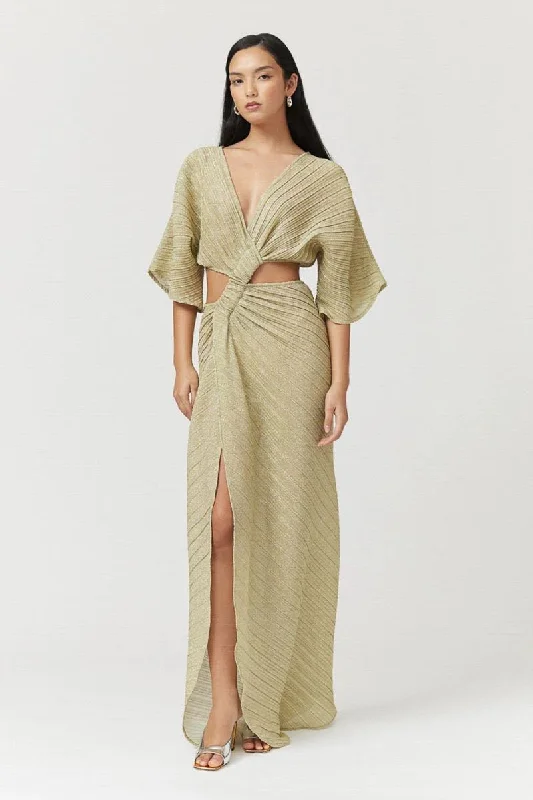 Suboo Stevie Cross Over Midi Dress - Gold