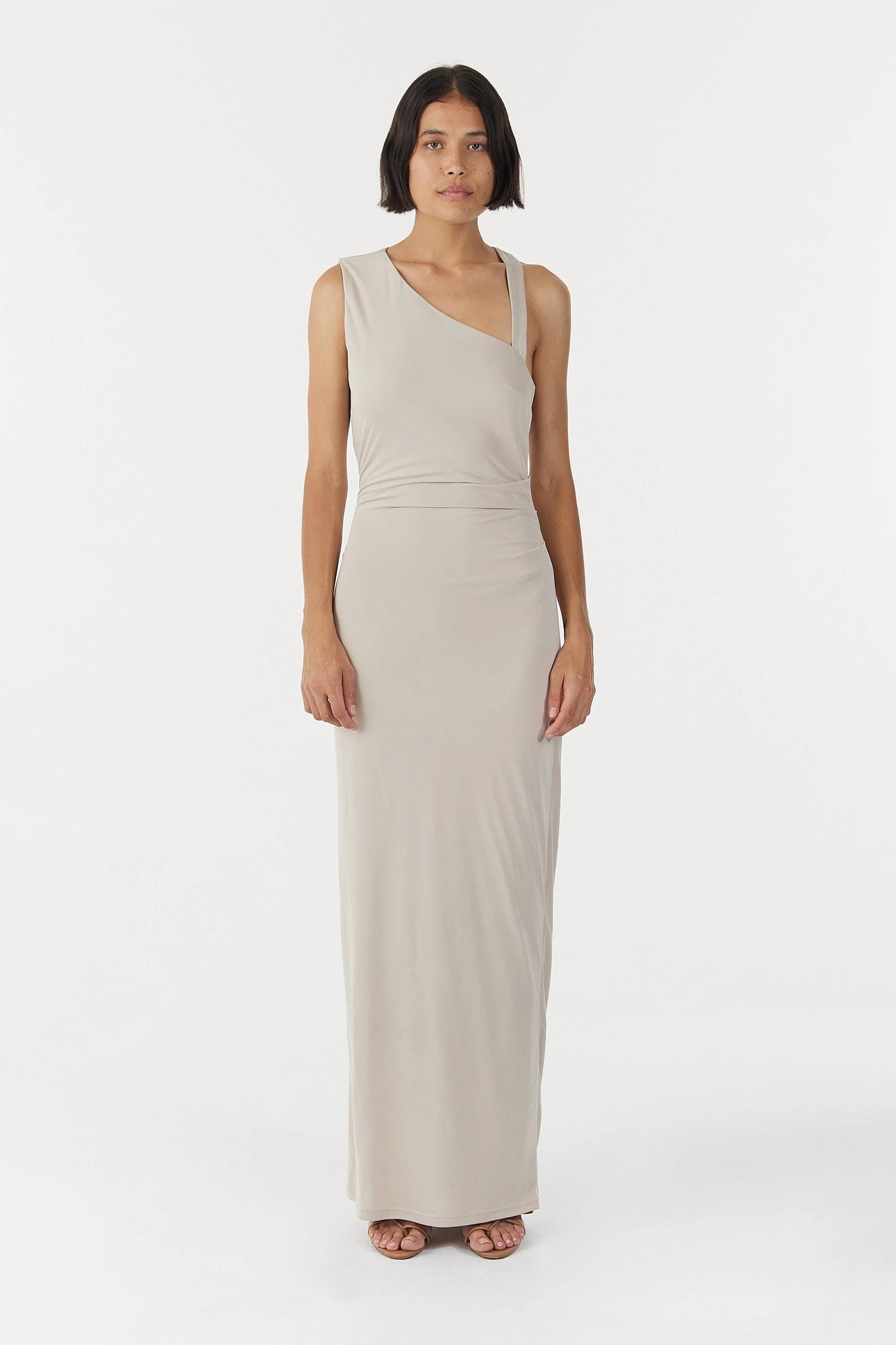 Third Form Stirling Twist Asymmetric Maxi Dress - Oyster Grey