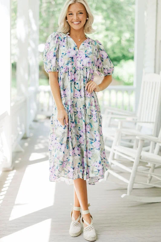 Better Than Ever Lilac Purple Floral Midi Dress