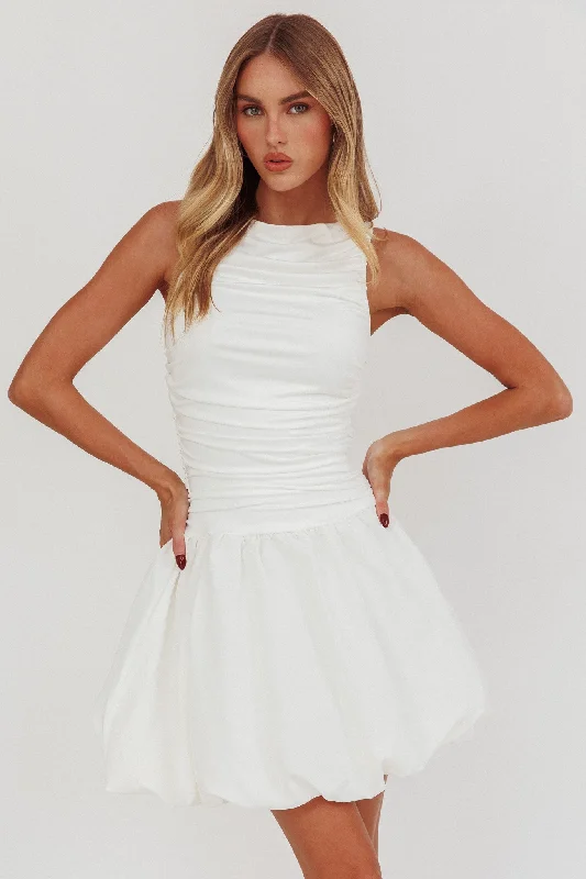 Dalayla Sleeveless Balloon Skirt Mini Dress White