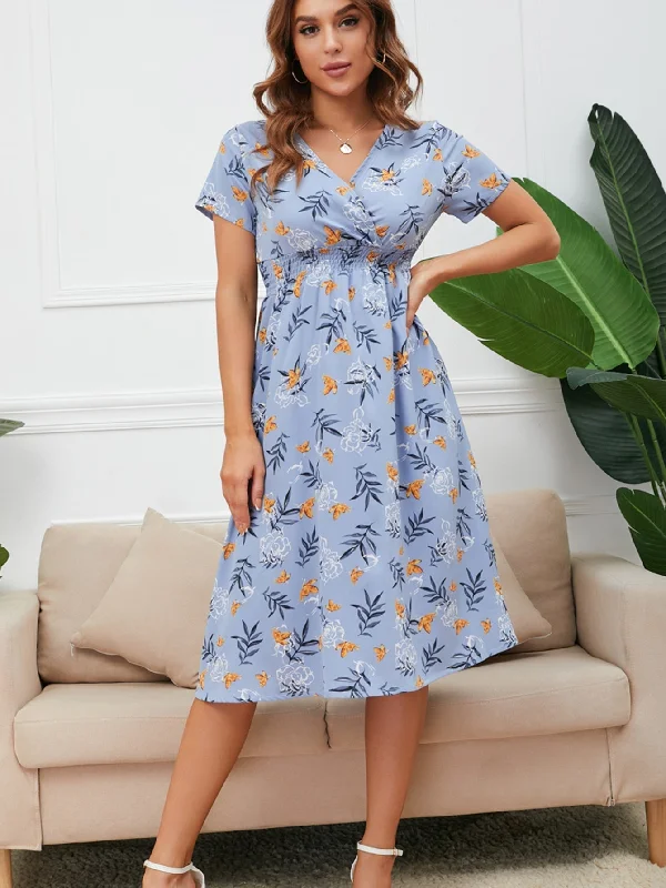 KittenAlarm - Disty Floral Ruffle Hem Elastic Waist Summer Dress