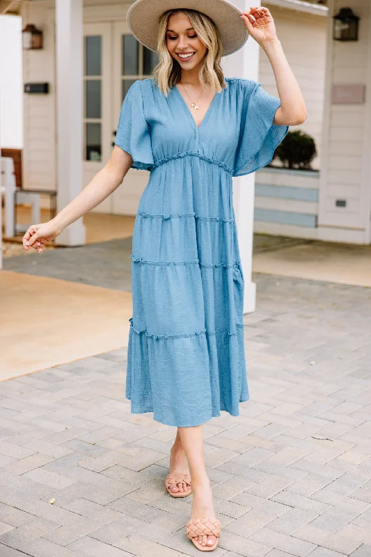 Feel The Sun Cloud Blue Midi Dress