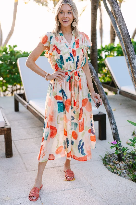 Good To Go Orange Midi Dress