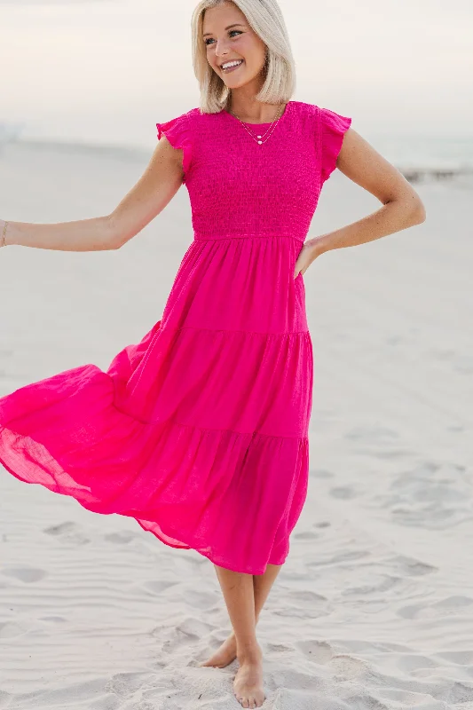 Learn From The Best Fuchsia Pink Smocked Dress