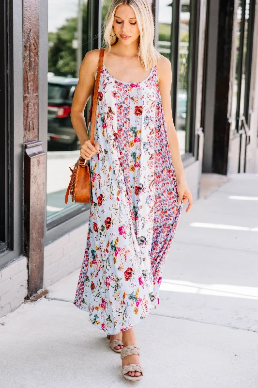 Live The Dream Sky Blue Floral Midi Dress