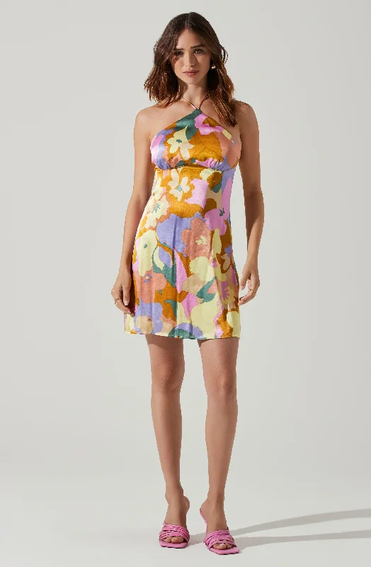 Minda Floral Halter Mini Dress