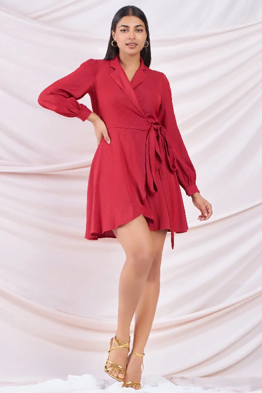 Red Wrap Mini Dress