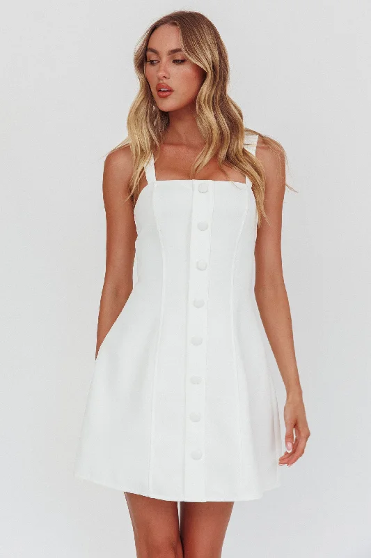 Stealing Sunshine Faux Button Front Mini Dress White