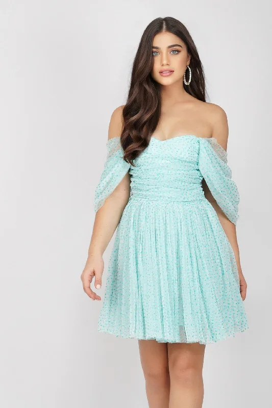 Sydney Tulle Polka Mini Dress in Mint