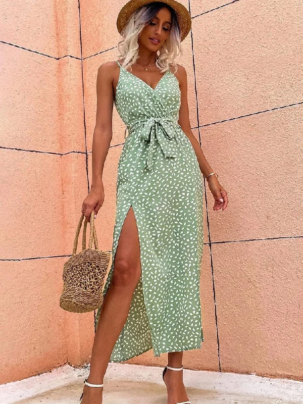 OLIVIA - BOHO V-NECK DRESS WITH DOTS