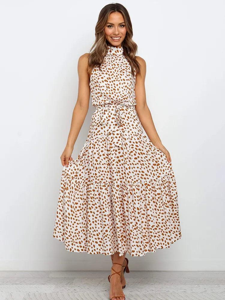 Polka-Dot Halter Neck Dress