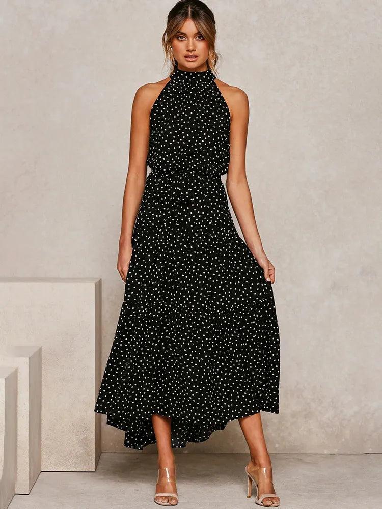 Black Polka-Dot Summer Dress