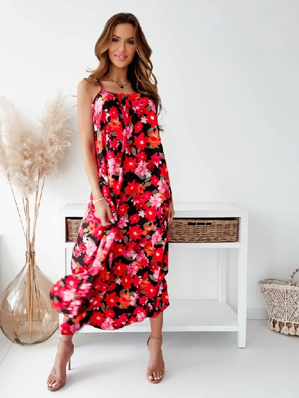 Capiz Printed Cowl Neck Midi Slip Dress