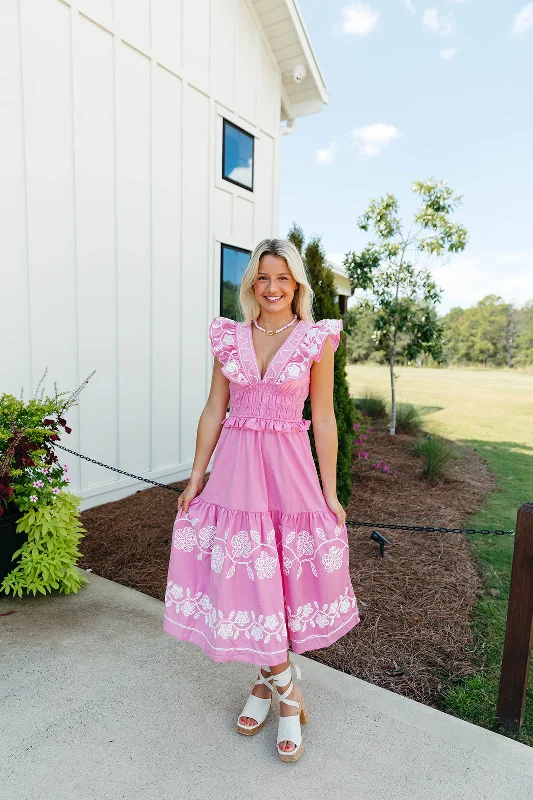 Cheers Midi Dress - Bubblegum Pink