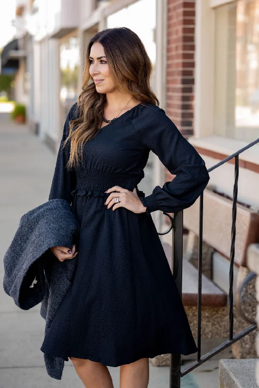 Cinch Accented Long Sleeve Dress