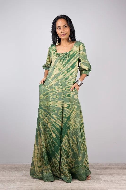 Green Tie Dye Maxi Dress