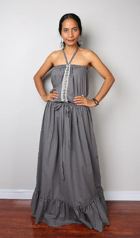 Grey Maxi Dress / Romantic Summer Dress  : Cheer me Up collection