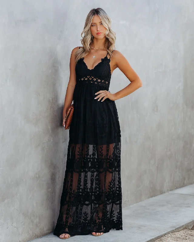 Invite Tranquility Lace Maxi Dress - Black - FINAL SALE