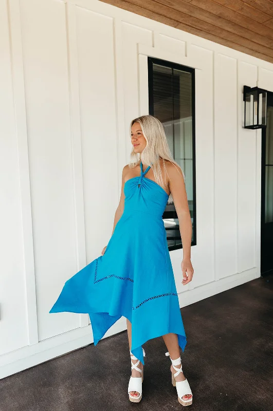 Maggie Halter Dress - Ocean Blue