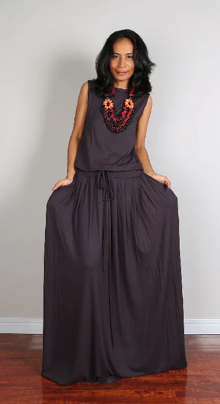 PLUS SIZE Maxi Dress -  Sleeveless Dark Grey dress : Autumn Thrills Collection No.9