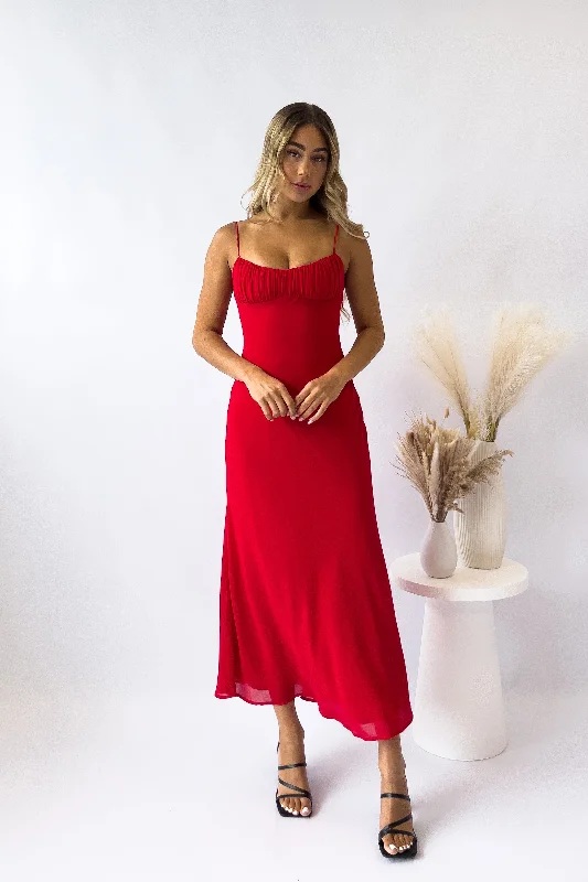 Noah Midi Dress - Red