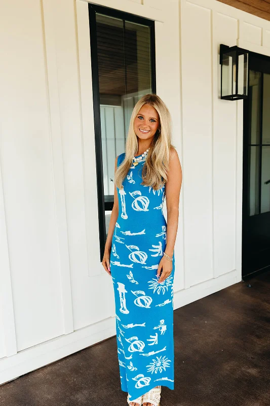 Take Me To Greece Maxi Dress - Blue