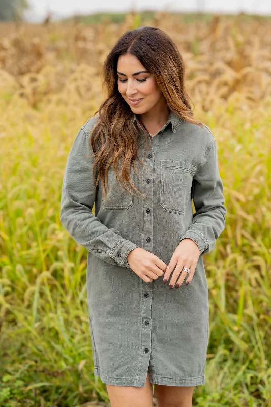 Vintage Washed Button Up Dress