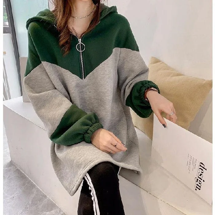 Women's Long Sleeve Colorblock/ Stitching Color Hoody - Size S - 449870